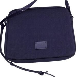 Michael Kors Dark Purple Scuba Tote Bag Over Logo